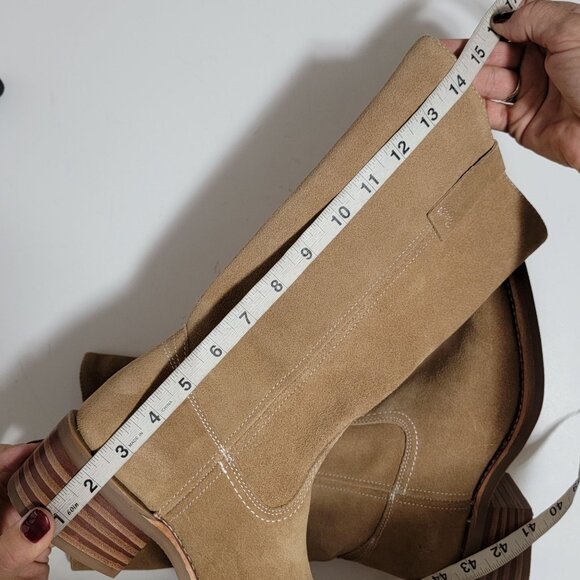 NEW Frye Campus 12R Boots Womens 8 Tan Buck Suede Western Barn Contemporary - Picture 10 of 11